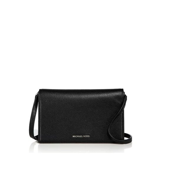 MICHAEL KORS Jet Set flap leather medium crossbody bag - Black - Picture 1 of 11